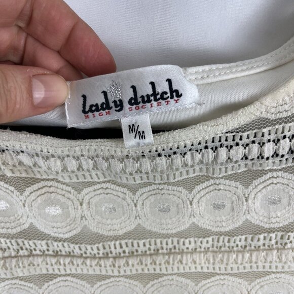 Lady Dutch Lacey Cream-Coloured Peplum Top Womens Size M - Picture 3 of 8